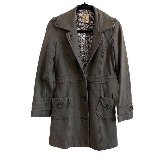 Tulle Anthropologie Coat Women’s S Brown Gray 60% Wool 5 Button Jacket Peacoat - Picture 1 of 13